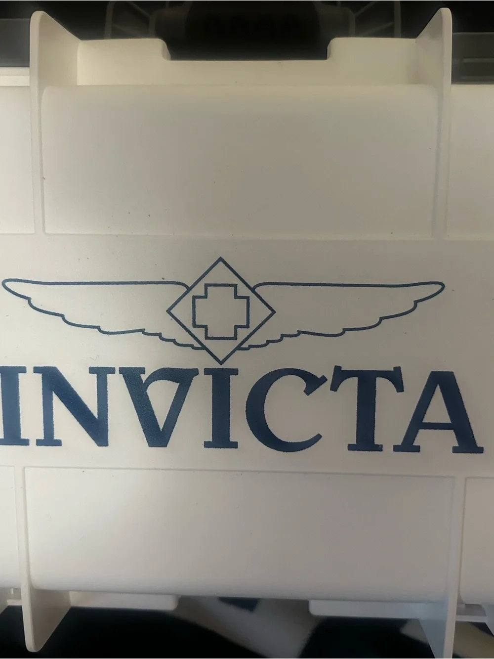 Invicta White Case with Blue Logo Emblem